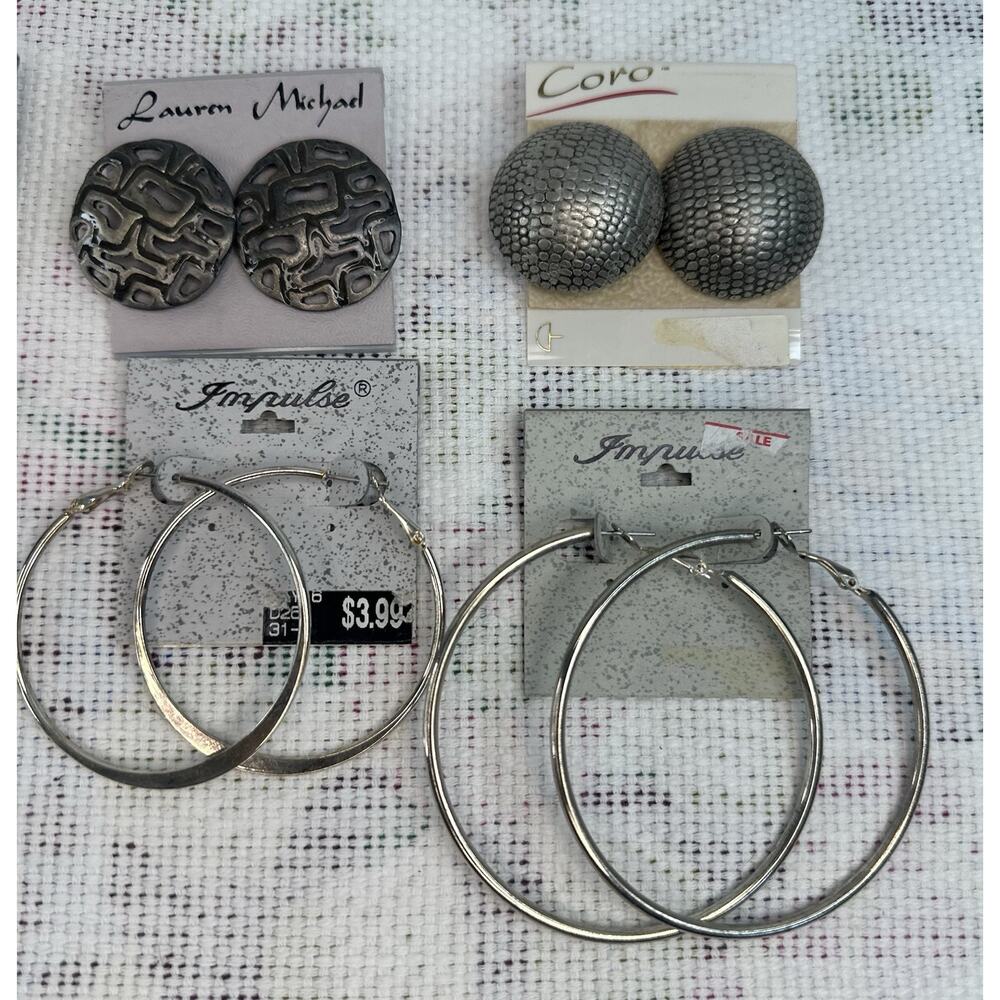 Vntg Lot Of Silver Costume Jewelry 8 Earrings - Picture 4 of 4